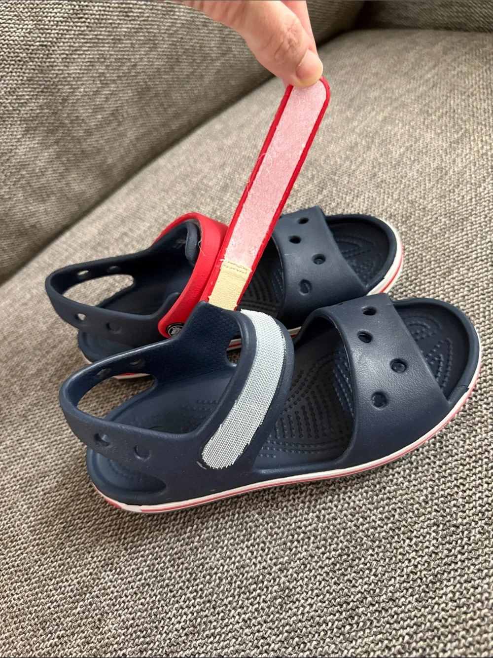 Crocs Crocband Toddler Boy Sandals Navy Red 13 C Used